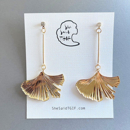 Gold Ginkgo Leaf Earrings