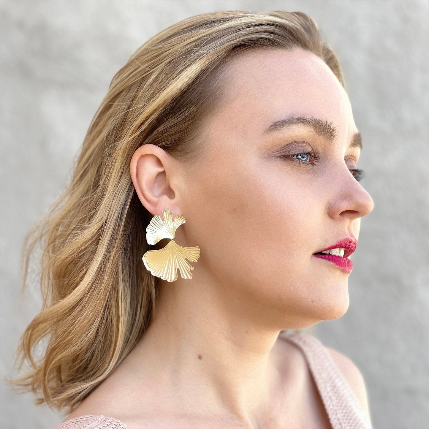 Ginkgo Leaf Gold Earrings