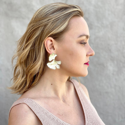 Ginkgo Leaf Gold Earrings