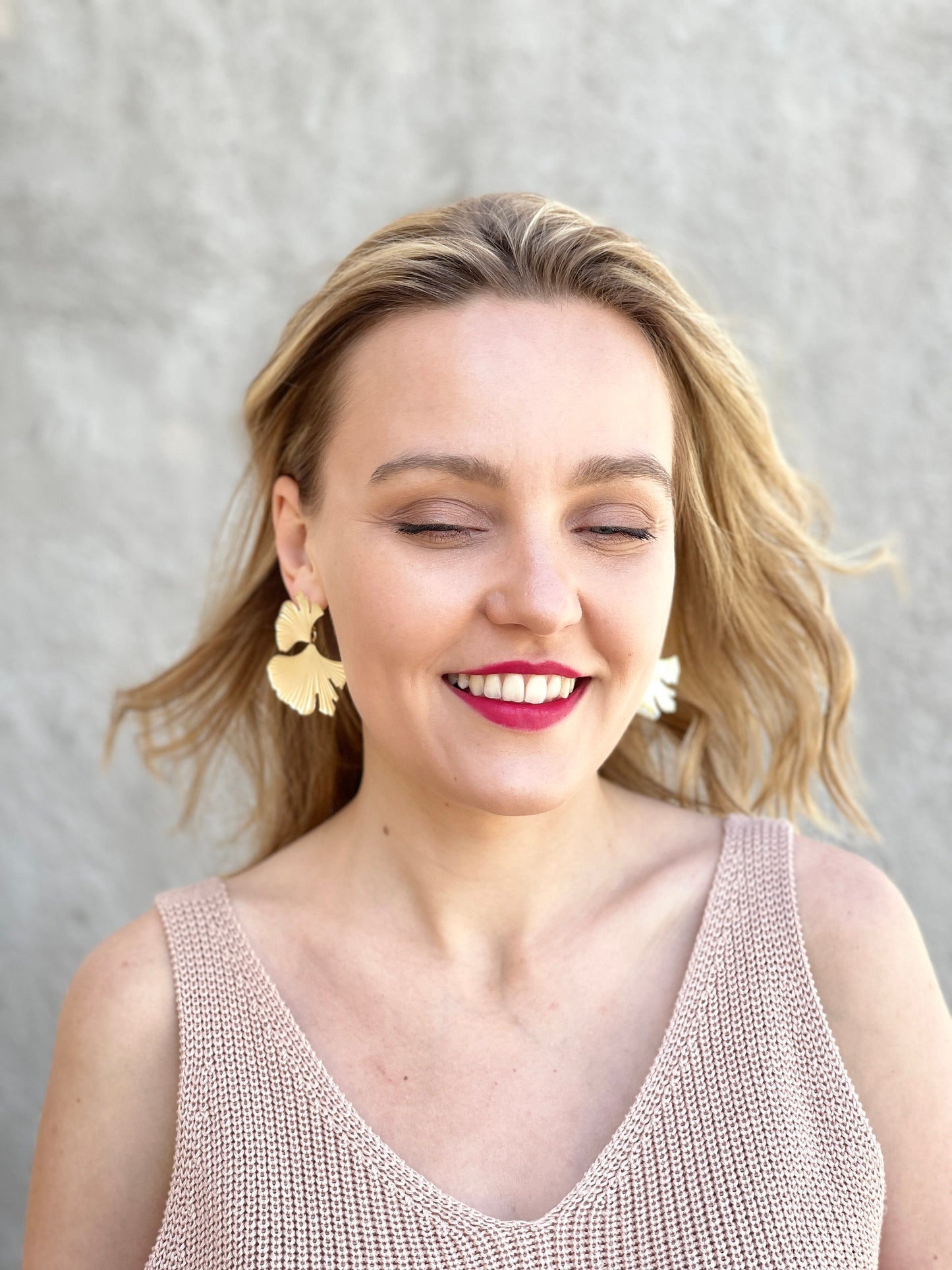 Ginkgo Leaf Gold Earrings