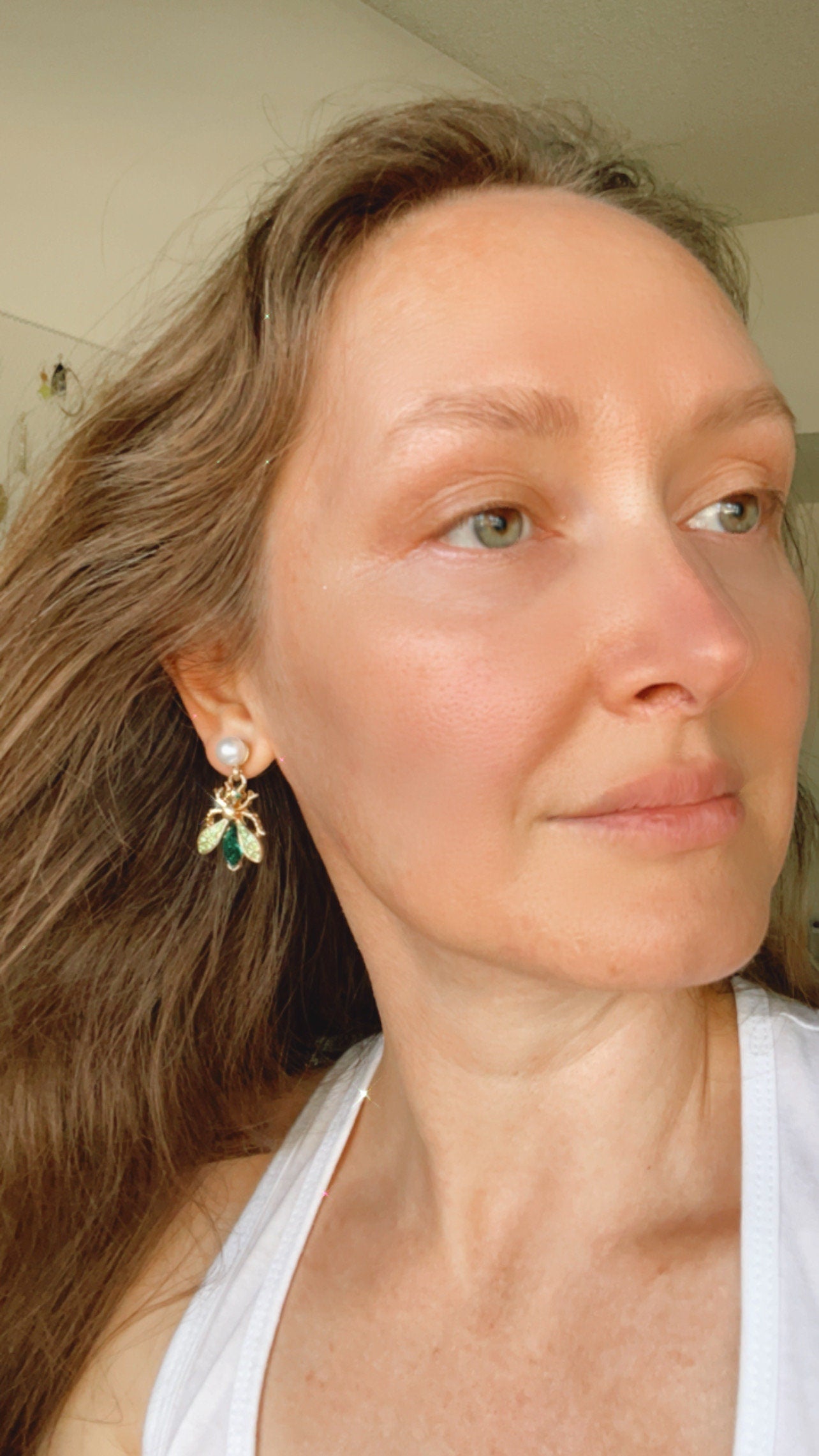 Emerald Green Bee Earrings