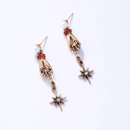 Vintage Gold Hand Earrings