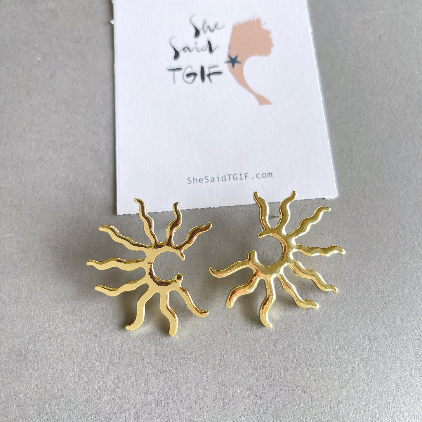 Gold Sun Earrings