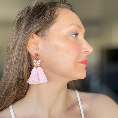 Pink Tassel Earrings