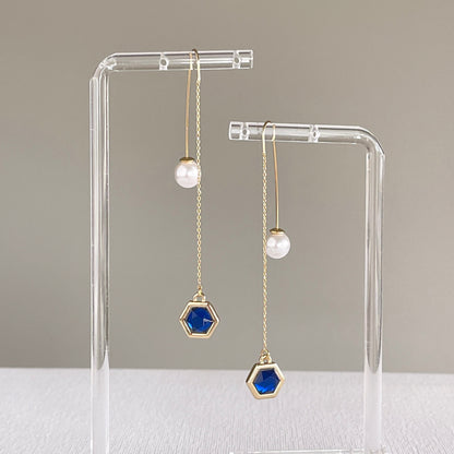 Blue Threader Earrings