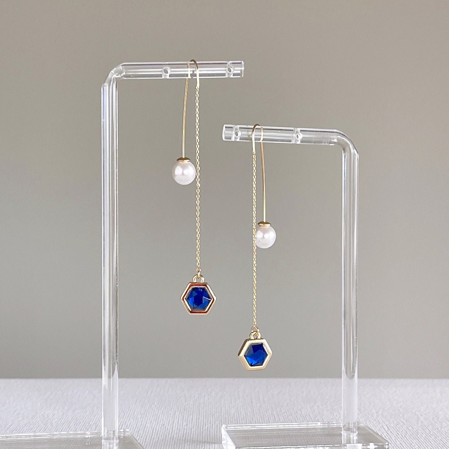 Blue Threader Earrings