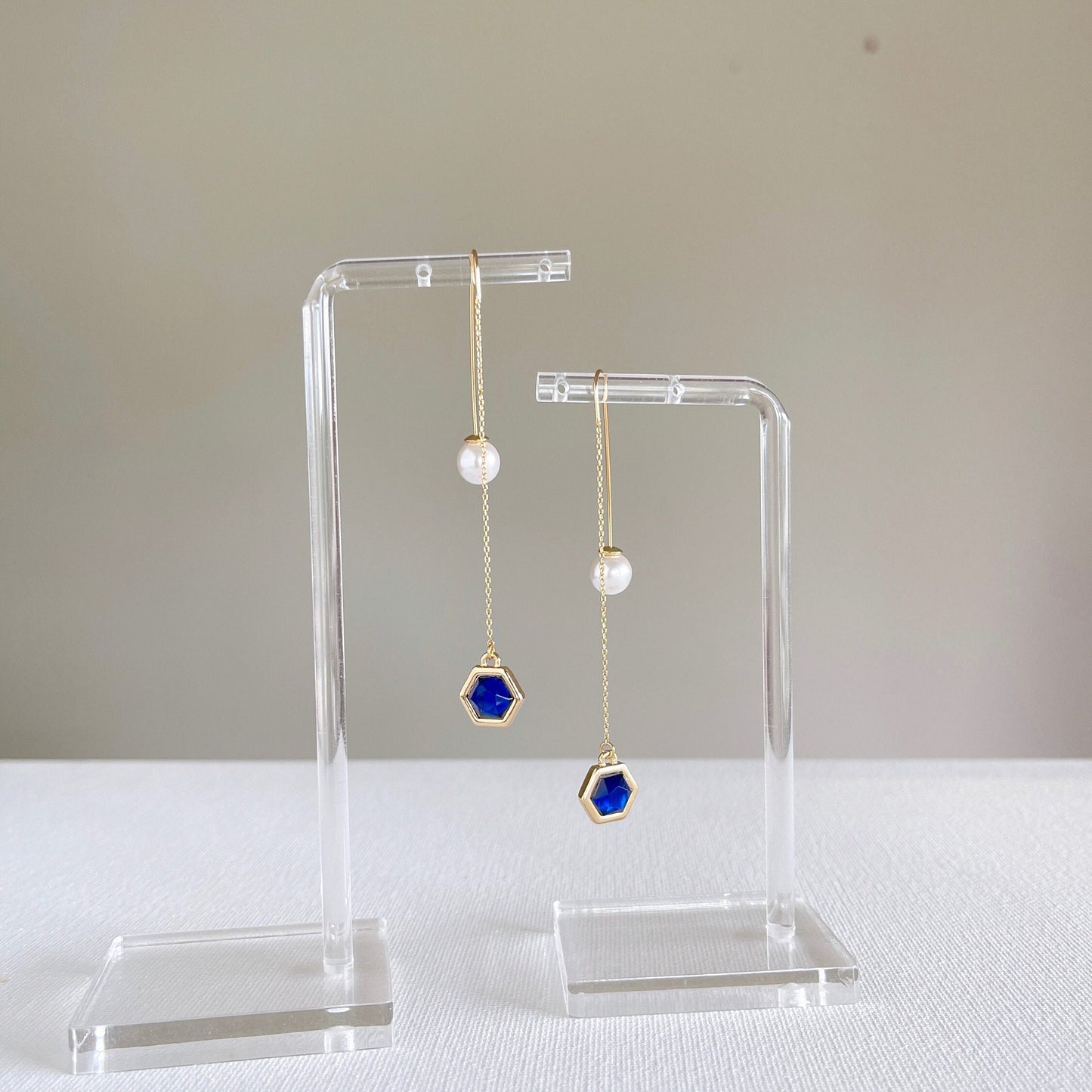 Blue Threader Earrings