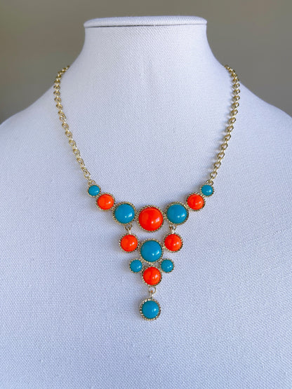 Blue & Orange Statement Necklace