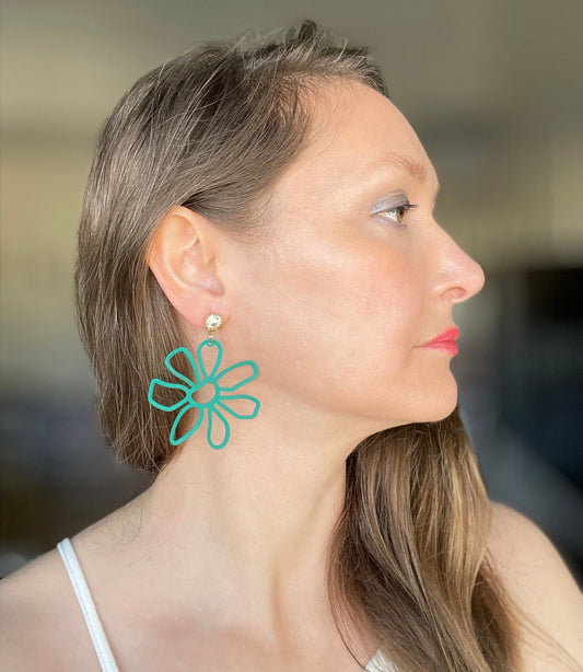 Large Flower Drop Earrings