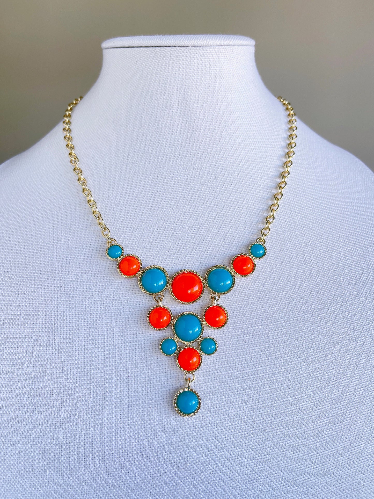 Blue & Orange Statement Necklace