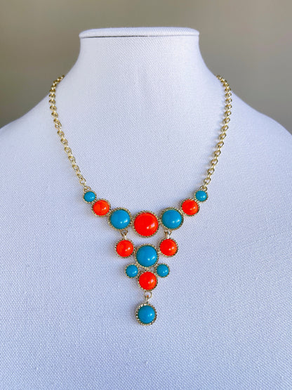 Blue & Orange Statement Necklace