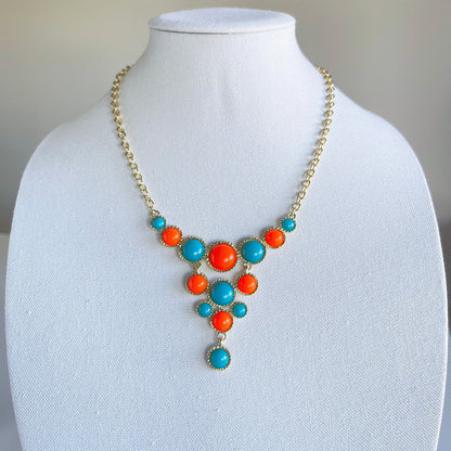 Blue & Orange Statement Necklace