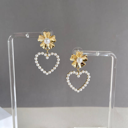 Pearl Heart Girly Earrings