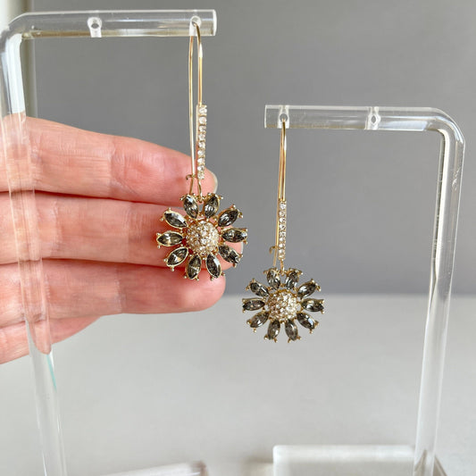 Crystal Flower Drop Earrings