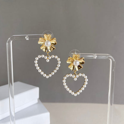 Pearl Heart Girly Earrings