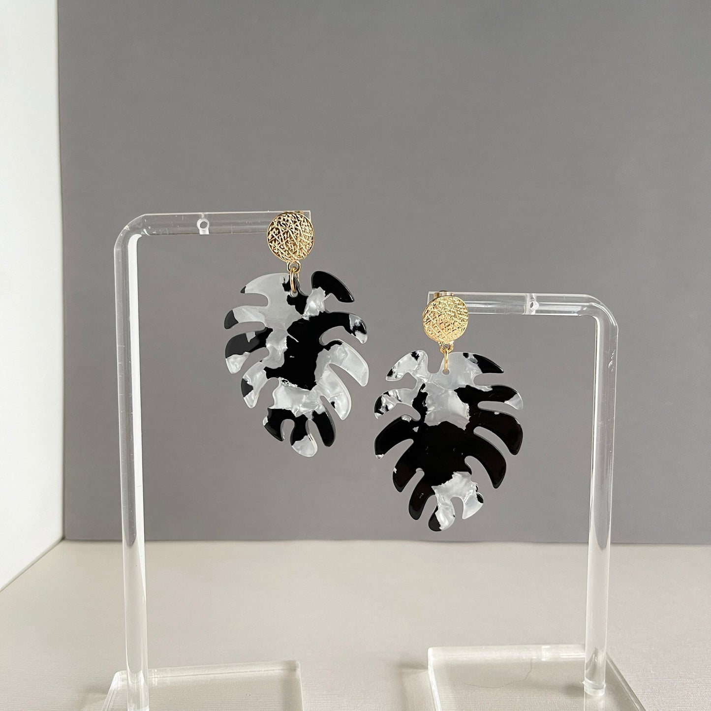 Tortoise Shell Leaf Earrings