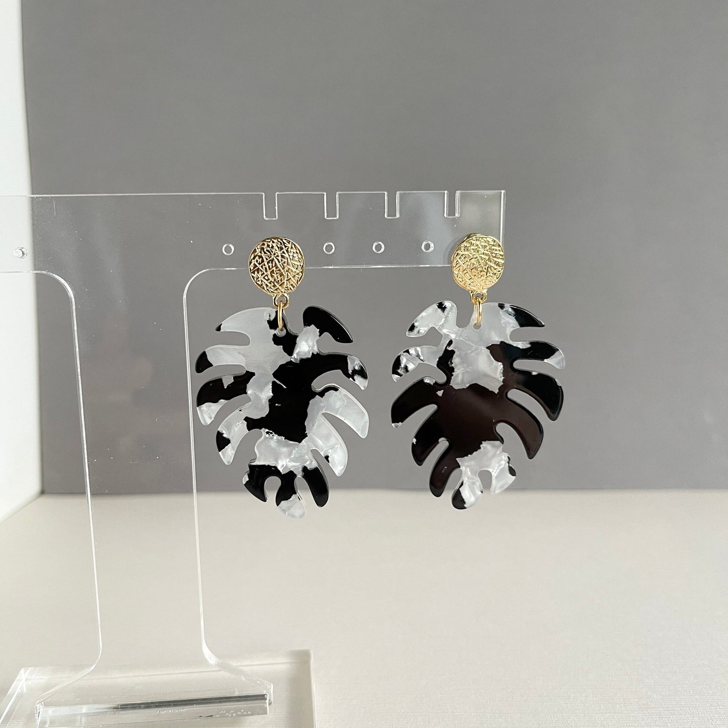 Tortoise Shell Leaf Earrings