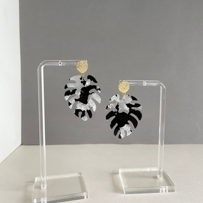 Tortoise Shell Leaf Earrings