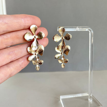 Triple Flower Drop Earrings