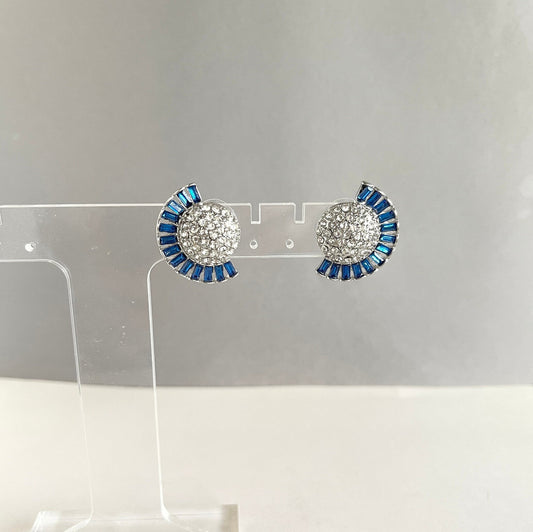 Blue Crystal Silver Earrings