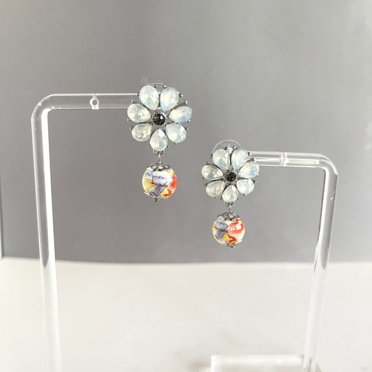 Flower Gem Drop Earrings